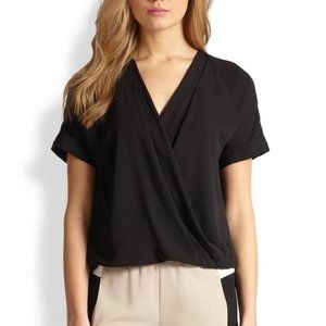 BCBG MAXAZRIA DRAPE SILK WRAP TOP